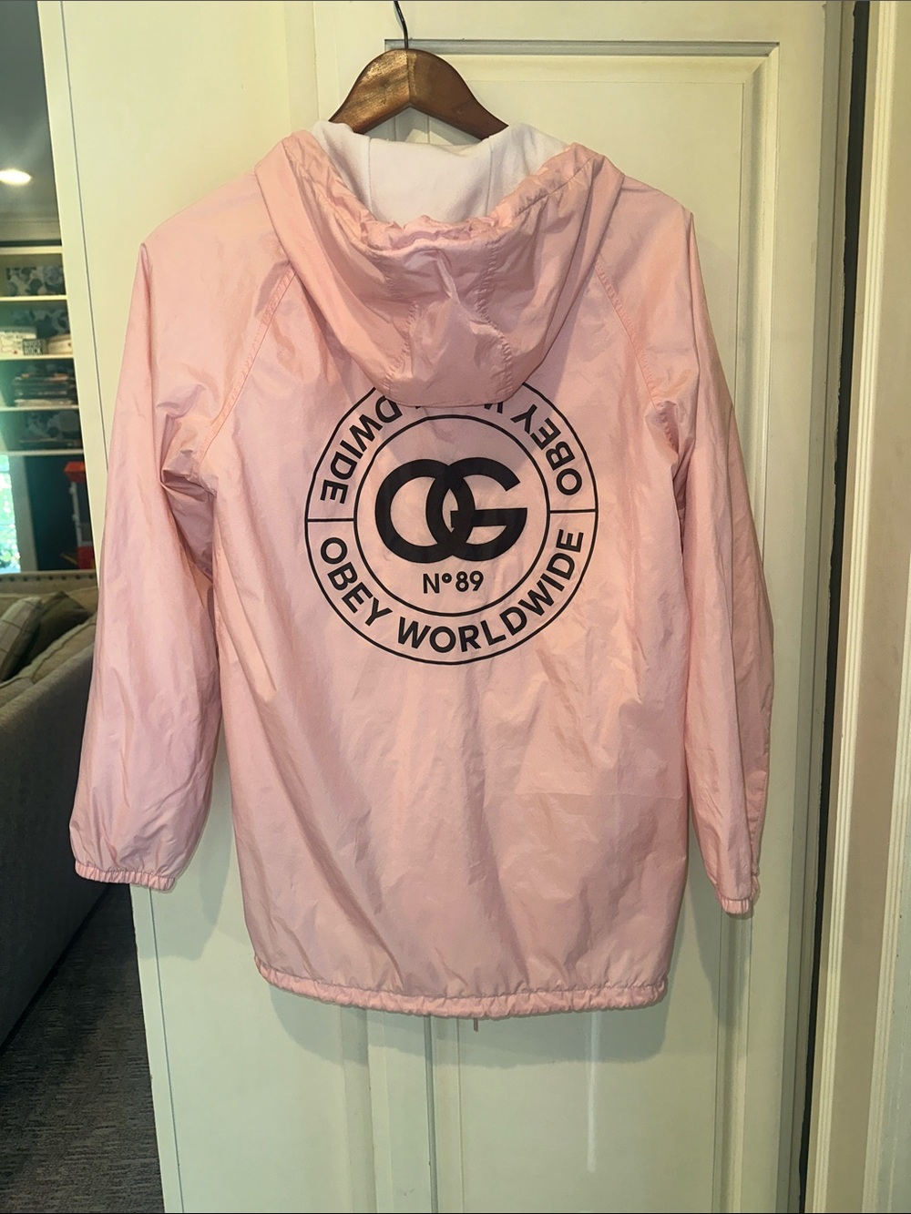 Obey Light Pink Hooded Windbreaker Jacket
